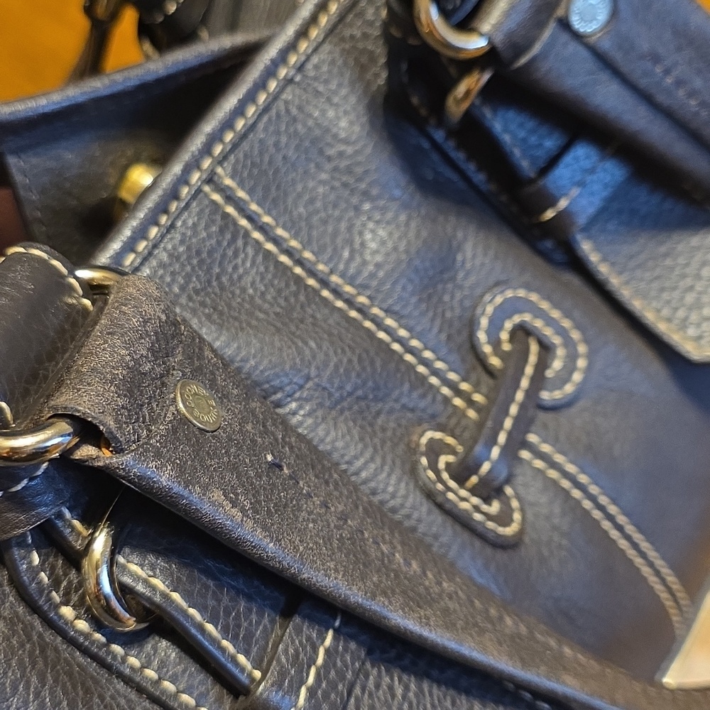 Dooney & Bourke Vintage Brown Pebbled Leather Chiara Tote Bag. - Picture 15 of 16